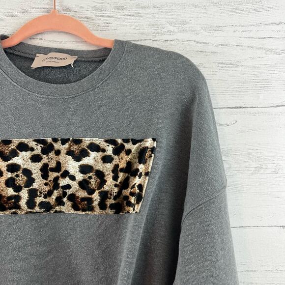 Loyd/Ford Gray Velvet Leopard Sweatshirt Size M - Picture 5 of 9